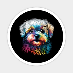 Colorful Maltese Pop Art Puppy Dog Face Magnet